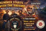 Show poster for Alberta Rose Theatre, May 22nd, 2026. Johnny Wheels & The Swamp Donkeys with special guest Tony Coleman on drums.