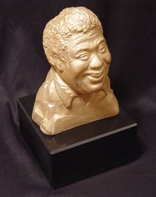 Picture of a Muddy Award trophy - Gold colored bust of Muddy Watters